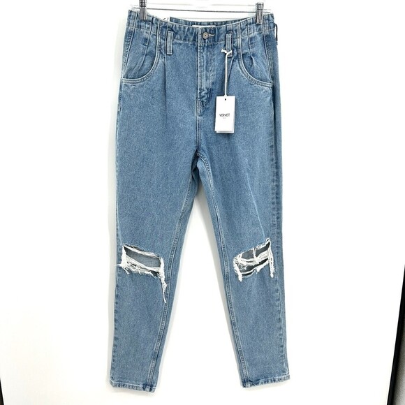 NWT VERVET Emma Mom Jeans High Rise 100% Cotton Distressed Jeans Size 27 - Picture 1 of 9